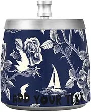 Nautical Beach Ocean Style Roses Safari Stainless Steel Cigarette Ash Tray with Lid for Home Garden Office, Cool Smokeless Outdoor Tabletop Ashtray for Cigar Lovers Smokers