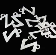 BULK 40 Letter Z Alphabet Charms Silver Tone - SC2361