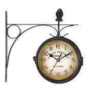 WICHEMI Wall Clock Double Sided 9.8" | 25cm Vintage Wrought Iron Wall Clock H...
