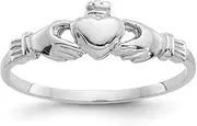 [JewelryWeb] 14k White Gold Satin Polished Teen Irish Claddagh Celtic Trinity Knot Ring Size 4 Band Style-Ring