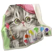 Funny Cats the Girly Kitten Artist Throw Blanket