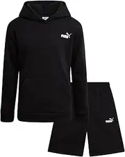 [PUMA] Boys' Shorts Set - 2 Piece Soft Fleece Matching Athletic Pullover Hoodie Sweatshirt and Shorts for Boys (Sizes: 8-16)