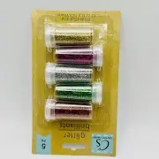 New Crafter’s Square Pkg Five 1 Oz Bottles Glitter Pink Silver Gold Peach