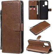 SATURCASE Case for Motorola Moto G10 G20 G30, Classical PU Leather Flip Magnet Wallet Stand Card Slots Protective Cover with Hand Strap for Motorola Moto G10 G20 G30 (XD-Brown)