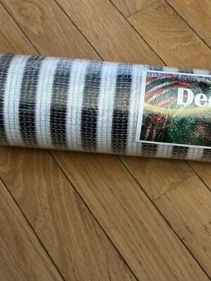 NEW Craig Bachman Deco Poly Mesh Black And White Striped 21”x10 Yards
