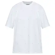 [GANNI] Heavy Cotton Drop Shoulder Rhinestone T-Shirt