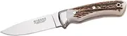 Hiking Knife Joker Pantera CC16, 9,5 cm MOVA Blade, Deer Horn Handle, with Brown Leather Sheath, Tool for Fishing, Hiking, Camping and Hiking
