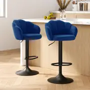 Set of 2 Clam Shell Style Bar Stools - Blue