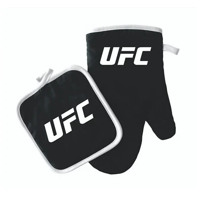UFC Black Oven Mitt & Pot Holder Set
