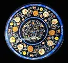 18'' black round marble table top coffee bird table handmade wall decor inlay