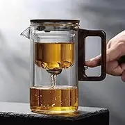 Witchcraft Teapot,Magic Tea Pot with Removable Infuser,Tranquili Tea The Harmony Pot,Water Separation Glass Teapot with Wooden Handle (720ml)