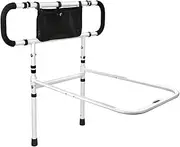 MTSDM Bed Rails for Elderly Adults Safety with Adjustable Heights Storage Pocket Assist Support Side Railings for Seniors Citizens Slides Under Punch-Free Foldable Bedside Handrail to Help You Get Up