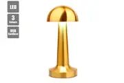LED Cordless Table Lamp Bedside Touch Control Dimmable LED Portable Metal Night Light 3 Colour Mode USB Rechargeable Semi Sphear Gold