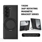 For Samsung Galaxy Z Fold6 Fold5 Fold4 Magnetic Bracket TPU Hybrid PU Case Cover