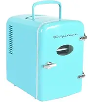 4 L Mini Fridge Portable 6 Can Small Refrigerator AC/12V DC Thermoelectric Cooler and Warmer Low Operating Noise for Car/Camping/Travel (Color : Blue)