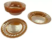 Mint VTG 1950's Anchor Hocking Fire King Peach Luster Laurel Glass Bowls & Plate