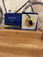 VINTAGE Jaipur Boucheron Paris Blue & Gold Lucite Solid Perfume Pendant New