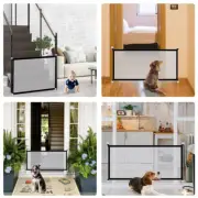 Dog Safety Gate Net Retractable Dog Barrier Folding Home Doorway Stair Guard