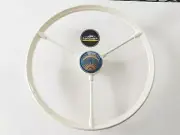 steering wheel for vw split bus in Ivory color with sun&moon blue horn button (for: Volkswagen)