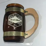 Hard To Find “ Grain Belt Beer” Glass/ Mug With Wood Handle, NWOT, Siesta Ware
