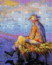 "Fisherman" Printed Canvas for Cross Stitch Tapestry Gobelin Embroidery 2118