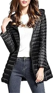 [JEShifangjiusu] Women's Lightweight and Thin Sports Coat Casual Zip Jacket Warm Winter Sportswear, Black, XXL