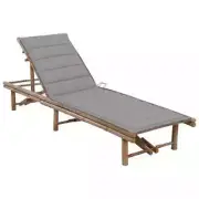 Garden Sun Lounger with Cushion Bamboo