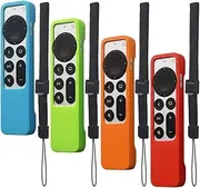 Cozihom Siri Remote Cover, Remote Case, Soft Silicone Protective Cover, Shock Proof Colorful Skin with Anti-Dropping Strap Compatible with Apple TV Remote Controller, 4K 2nd Generation, 4 PCS