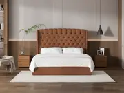 My Style Winged Headboard & Slimline Base - King / Gingerbread / Gas Lift Base