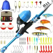 Kids Fishing Pole Kit - Telescopic Rod & Reel Combo with Tackle Bag