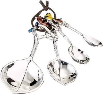 GANZ 4 Piece MEASURING SPOONS Enamel BIRDS Branches