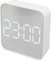 LED Digital Clock, Electronic LED Alarm Clock with 2 Alarm Settings and Temp Date Display, Multifunctional Small Bedside Clock for Bedroom Office (White)