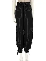 Black Contrast Trim Cargo Trousers