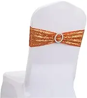 Chair Bands,Chair Sashes,Sequins Elastic Stretch Spandex Chair Covers Bands Bows for Wedding Party Decoration 15CM(5.9'') x35CM(13.8'') (Red,50PCS) (Color : Red, Size : 20PCS) (Color : Oranje, Size