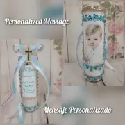 Veladora Para Nino Bautizo Decorada A Mano, Baptism Boy Handcraft Altar Candle
