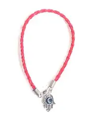 Evil Eye Leather Woven Evil Eye Hamsa RED Bracelet #2088-2