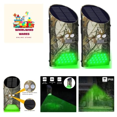 Solar Hog Feeder Light Motion Activated Green Hunting Lights for Predator Coy...