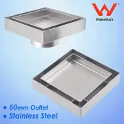 100mm x 100mm Stainless Steel Tile Insert Floor Drain Shower Grate 50mm Outlet