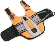 Beach Pool Dog Life Jacket Outdoor Reflective Comfortable Dog Swimsuit Clothes Pet Lifesaving Vest Jacket Summer Dog Swimming Swimsuit for Medium and Large Dogs,Orange,XL