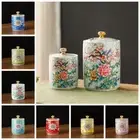 Ceramics Tea Canister Sealed Cookie Jar Tea Storage Container Home Decoration