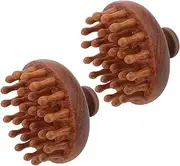 HIAKDOFT 2Pcs Wooden Scalp Massager Comb Brush for Hair Care Exfoliation Dandruff Removal Unique Disc Design for Enhanced Scalp Health Meridian Combing Brown