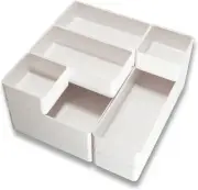 8PCS Stackable Desk Drawer Organizers-Versatile Bathroom and Vanity Storage-Whit