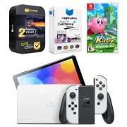 Nintendo Switch White OLED Console + Kirby and the Forgotten Land Bundle