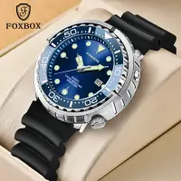 在飛比找蝦皮商城精選優惠-Foxbox 男士豪華矽膠手錶男士石英日期 50m 防水手錶