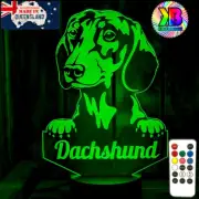 DACHSHUND DOG PERSONALISED 3D LED Battery USB Night Light 7 Colour Changing Lamp