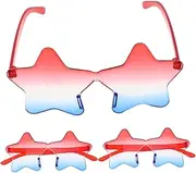 [INOOMP] 3pcs Star Shaped Patriotic Sunglasses Fun Independence Day Party Glasses for Photo Booth Props Celebrations Lightweight Stylish Eyewear for Festive Occasions