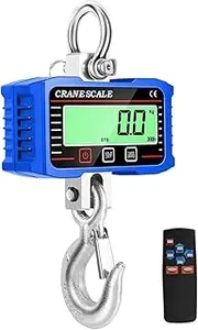 [JAJAJ] Industrial Digital Crane Scale Digital LCD Display 1000kg Crance Scale Portable Electronic Heavy Duty Weight Hook Crane Industrial Grade Weighing Meter for Farm,Livestock,Factory,Construction(Blue)