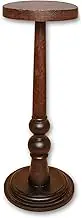 Solid Mango Wood Pedestal Table, 23 Inch Tall with Rotating Top, Vintage Dark Brown Finish, Perfect for Plant Stands, Decor, and Display.