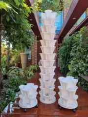 Strawberry Stackable Planter Herbs Petunias Pancy Bedding Pots Vertical Garden