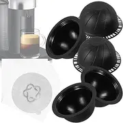 5Pcs Refillable Coffee Capsule 230ml Reusable Coffee Capsule with 10 Aluminum Foil Lids Reusable Coffee Capsule Pod for Vertuoline Machine (01)